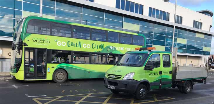 Southern Vectis Enviro400MMC 1659 Iveco Engineering truck EY57EJK